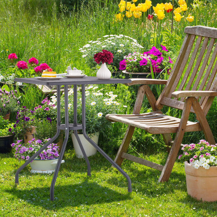 Relaxdays Gartentisch in grauer Holzoptik
