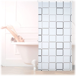 Relaxdays Duschrollo Square, wasserabweisend, Retro Badrollo Wanne u. Dusche, Deckenmontage, 100x240cm, semitransparent