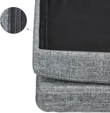 Relaxdays Faltbarer Sitzhocker mit Lehne, 73x76x38 cm, Sitzbank & Sitzcube, Leinen, Stauraum, grau