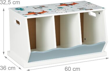 Relaxdays Kinderregal mit Hundemotiv, 3 Fächer, HxBxT: 32,5 x 60 x 36 cm, Mädchen & Jungen, MDF, Bücherregal, bunt
