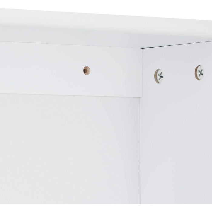Relaxdays Badschrank, 3 Fächer, Lamellentür, 70x42x16,5 cm, platzsparend, weiß