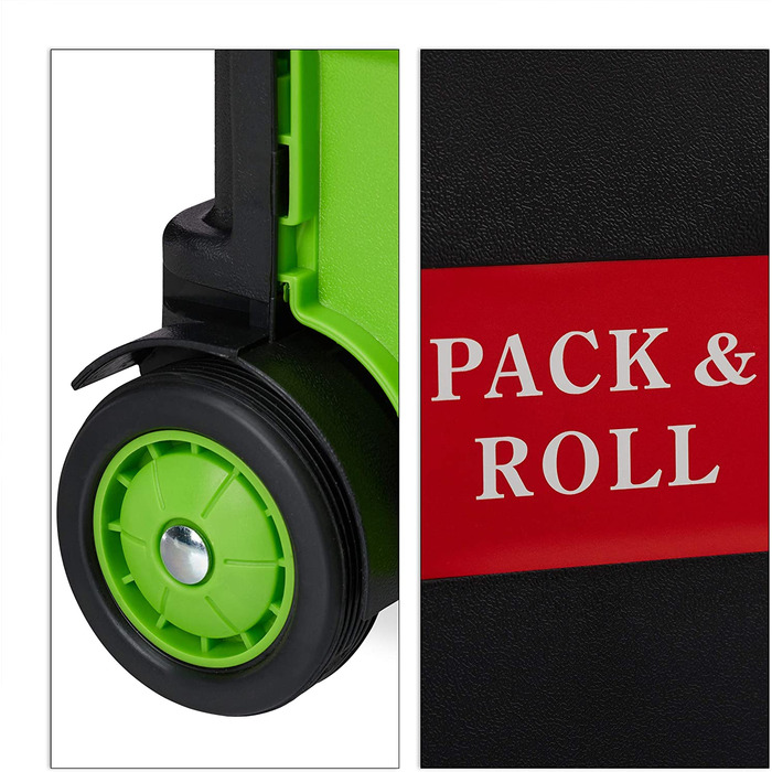 1 x Einkaufstrolley klappbar, Teleskop-Griff, 2 Gummi Rollen, bis 35 kg, Shopping Trolley, Aluminium, ABS, (Grün, 2er Pack)