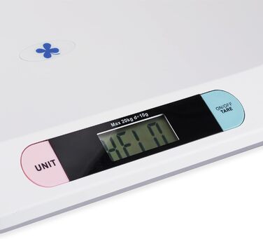 Relaxdays Digitale Babywaage, Säuglingswaage bis 20 kg, inkl. Batterien & USB-Kabel, Stillwaage, Kleintierwaage, weiß