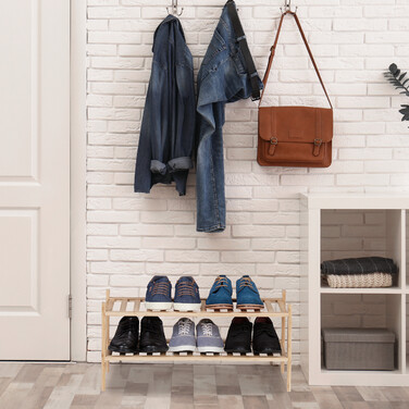 Relaxdays Bambus Schuhregal 2 Etagen stapelbar