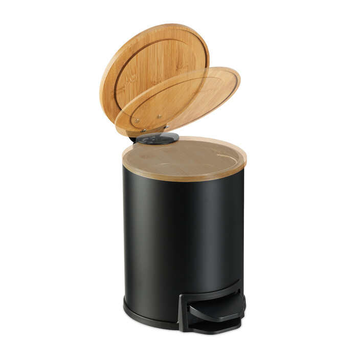 Relaxdays Bad Mülleimer 3 l mit Bambusdeckel