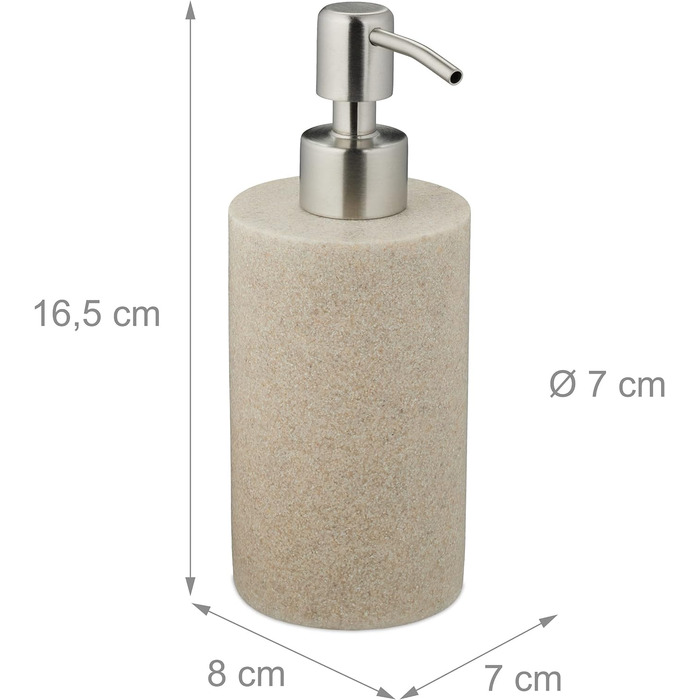 Relaxdays Seifenspender, 180ml, nachfüllbar, Bad/WC/Küche, Flüssigseifenspender, Polyresin, Edelstahlpumpe