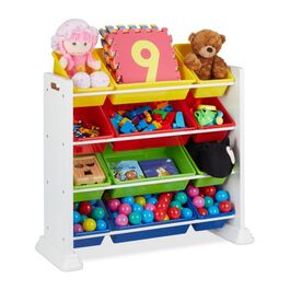 Relaxdays Kinderregal weiß mit Aufbewahrungsboxen