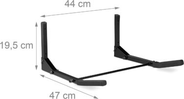 Relaxdays, schwarz Fahrrad Wandhalterung, klappbar, Radaufhängung, Tragkraft 30 kg, Radhalter HxBxT 19,5 x 44 x 47 cm, Fahrra