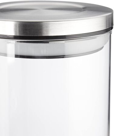 Relaxdays Vorratsglas 3er Set, 600ml, luftdicht, Edelstahl Deckel, für Müsli, Reis & Tee, 14x9.5x9.5 cm