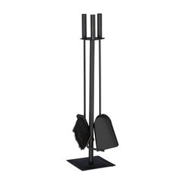 Relaxdays Kaminbesteck 4-teilig schwarz