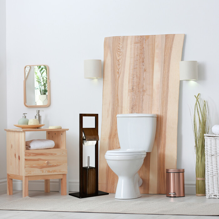 Relaxdays WC Garnitur Bambus dunkelbraun