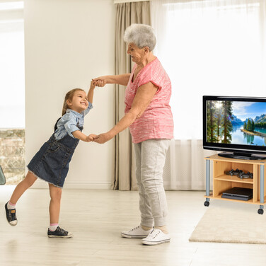 Relaxdays TV Tisch mit Rollen und 2 Fächern