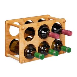 Relaxdays Weinregal 6 Flaschen Bambus