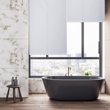 Relaxdays Duschrollo,  Seilzugrollo für Dusche & Badewanne, Decke & Fenster, Badrollo wasserabweisend, weiß, PVC, Aluminium, Kunststoff (160x240 cm)