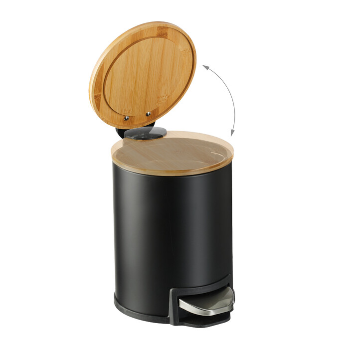 Relaxdays Bad Mülleimer 3 l mit Bambusdeckel