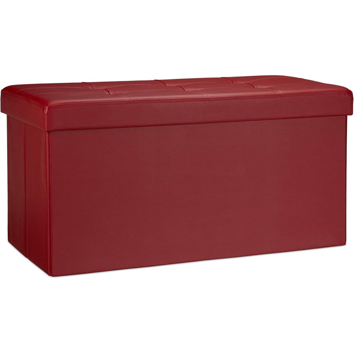 Relaxdays Faltbare Sitzbank 76cm, 2-Sitzer mit Stauraum, Kunstleder, 300kg belastbar, Orange