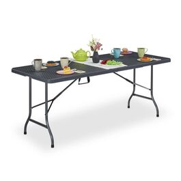 Relaxdays Gartentisch in grauer Rattan-Optik