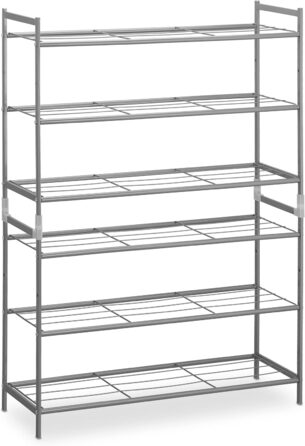 Relaxdays Metall Schuhregal, 3 Ebenen, erweiterbar, Flur Schuhgestell HBT 50 x 70 x 26 cm, 9 Paar Schuhe, offen, (Silber)