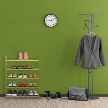 Relaxdays Schuhregal, Metall, 5 Ebenen, stapelbar, erweiterbar, HBT: 90x70x26cm, 15 Paar Schuhe, (Gold)