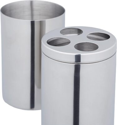 Relaxdays 5-tlg. Badezimmer Set, Edelstahl poliert, moderne Badaccessoires, Silber