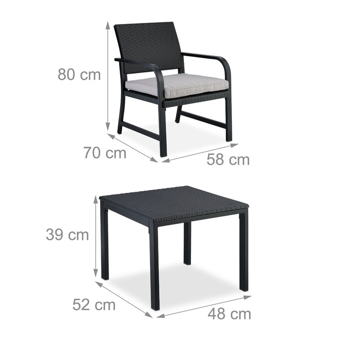Relaxdays Balkonmöbel Set 3-teilig in Rattan-Optik