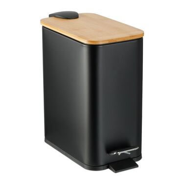 Relaxdays Bad Mülleimer 5 l mit Bambusdeckel