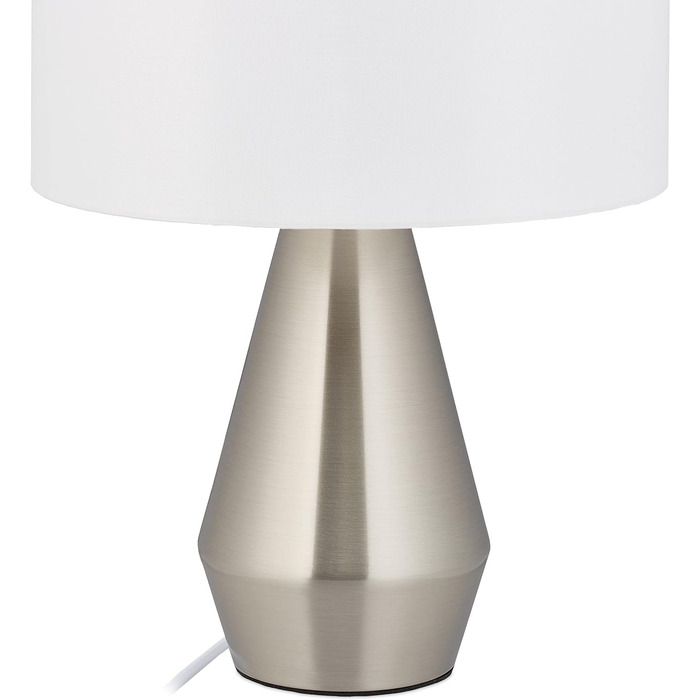 Relaxdays Tischlampe Touch dimmbar, moderne Nachttischlampe, HxD: 40 x 29 cm, E27, Tischleuchte mit Schirm, (Silber/Weiß)