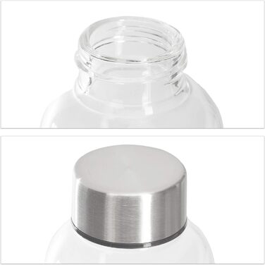 Relaxdays 6er Set Trinkflasche Glas, Wasserflasche mit Hülle, 500ml, spülmaschinenfest, wasserdicht, transparent/schwarz