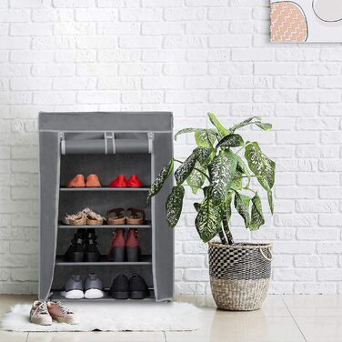 Relaxdays Schuhschrank Stoff, 5 Fächer, 15 Paar Schuhe, Abnehmbarer Bezug, Schuhregal, HxBxT: 90 x 60 x 30 cm, anthrazit