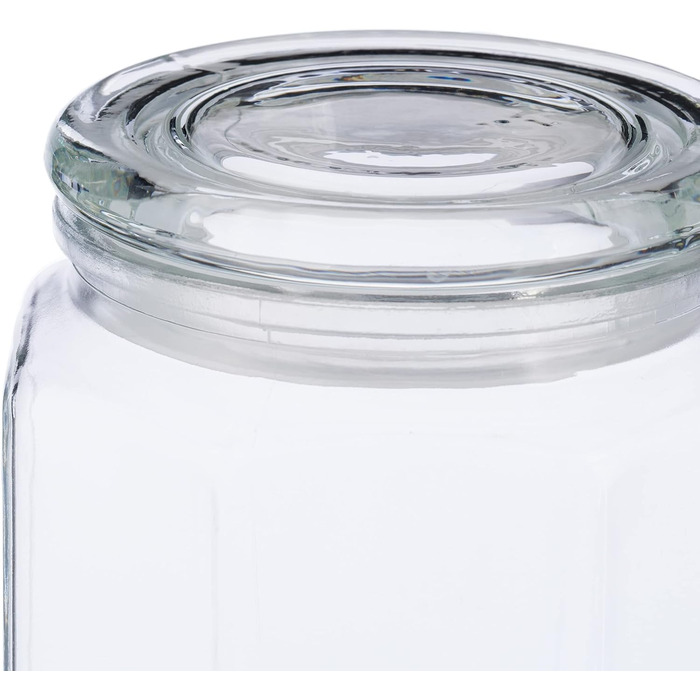 Relaxdays Vorratsgläser, 6er Set, 1,8 l, achteckige Dosen, luftdicht, transparent