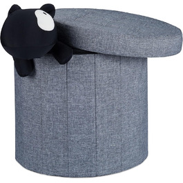 Relaxdays Sitzhocker mit Stauraum L, Fußhocker mit Deckel, 43x45x45 cm, dunkelgrau