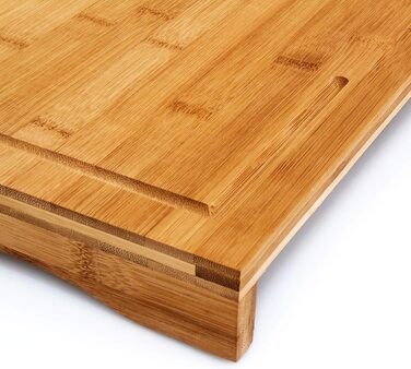 Relaxdays Bambus Schneidebrett 4,5x52x29cm mit Saftrinne, natur