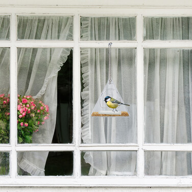 Relaxdays Vogelfutterhaus für Fenster dreieckig