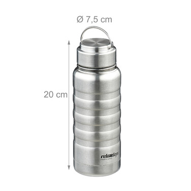 Relaxdays Trinkflasche Edelstahl 400 ml