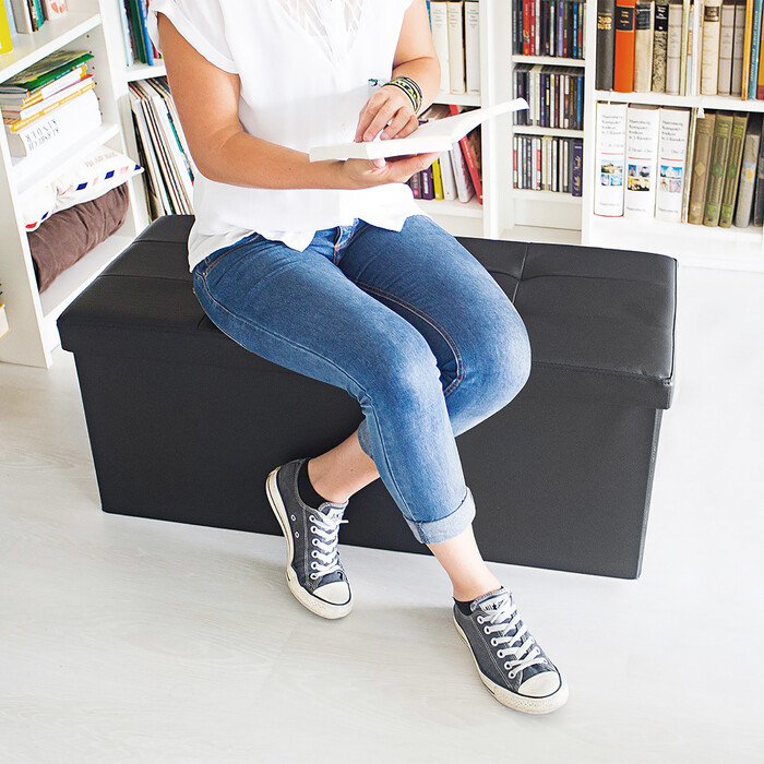 Relaxdays Sitzbank mit Stauraum Kunstleder