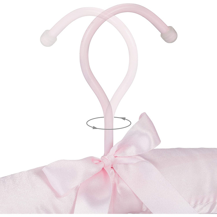 Relaxdays Kleiderbügel Satin,  weich gepolstert, 360° drehbarer Haken, dekorative Schleife, 38 cm breit, (10er Pack, Rosa)