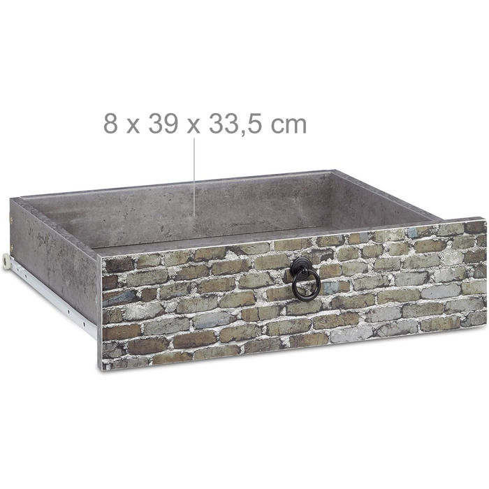 Relaxdays Vintage Kommode, 4 Schubladen, Lowboard in Betonoptik, Motiv, HBT: 68x60x40 cm, grau