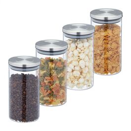 Relaxdays Vorratsgläser 4er Set je 1000 ml