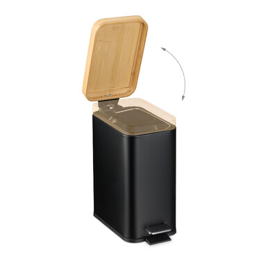 Relaxdays Bad Mülleimer 5 l mit Bambusdeckel