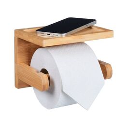 Relaxdays Bambus Toilettenpapierhalter mit Ablage