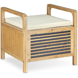 Relaxdays Sitzhocker mit Stauraum, Bambus, 46x50,5x50 cm, natur