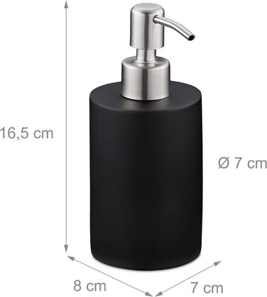Relaxdays Seifenspender, 180ml, nachfüllbar, Bad, WC, Küche, Flüssigseifenspender, Polyresin, Edelstahlpumpe