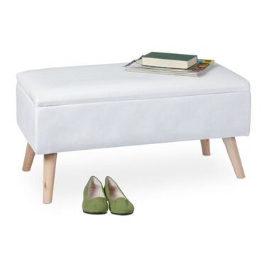 Relaxdays Samt Sitzbank mit Stauraum