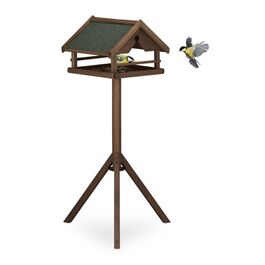 Relaxdays Braunes Vogelfutterhaus mit Ständer