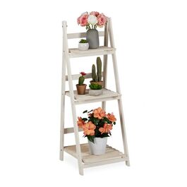 Relaxdays Weiße Blumentreppe aus Holz