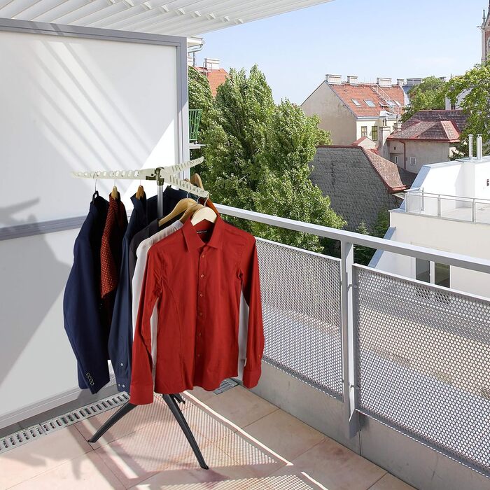 Relaxdays Hemden Wäscheständer, für 33 Kleiderbügel, klappbar, platzsparend, Bügelwäscheständer HBT: 128x66x66 cm, weiß, 1 Stück