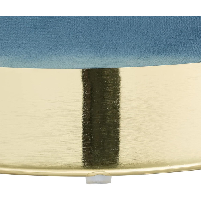 Relaxdays Samthocker mit Stauraum, rund, eleganter Polsterhocker, HxD: 43,5x39 cm, Petrol/Gold