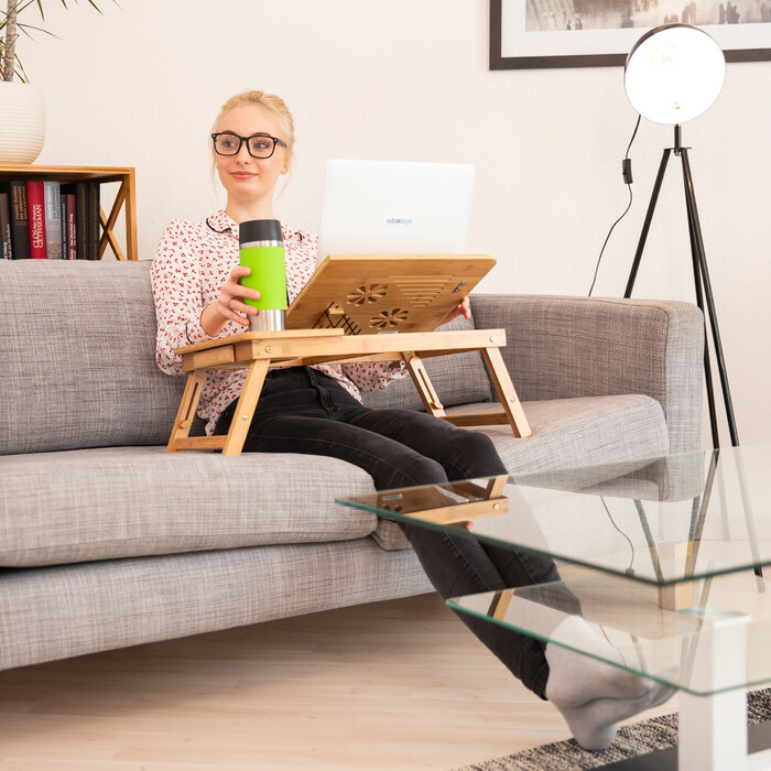 Relaxdays Höhenverstellbarer Laptoptisch Bambus