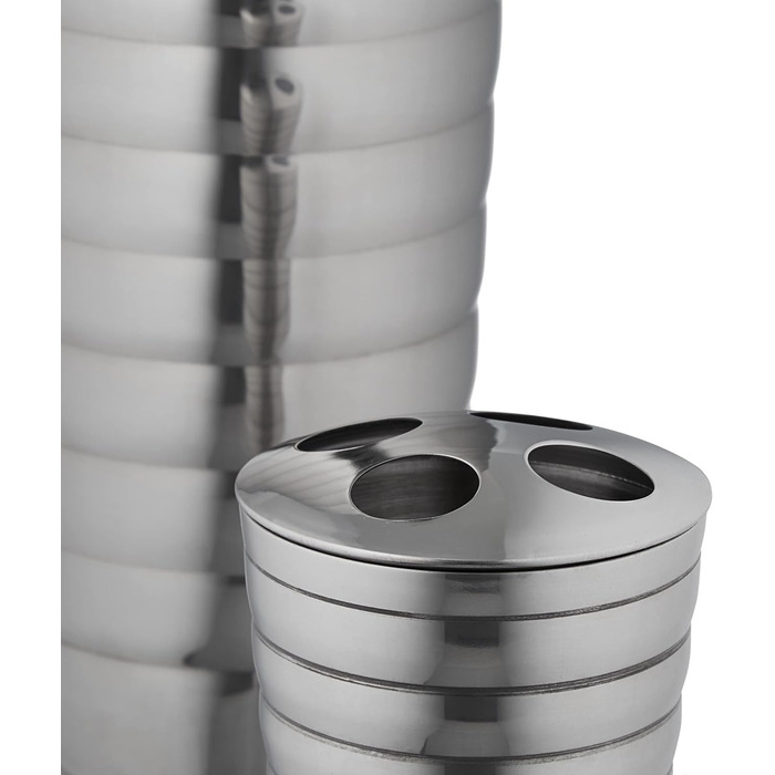 Relaxdays 5-tlg. Badezimmer Set, Edelstahl poliert, moderne Badaccessoires, Silber