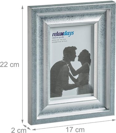 Relaxdays Bilderrahmen 2er Set, 10x15 cm, Hoch- & Querformat, silber